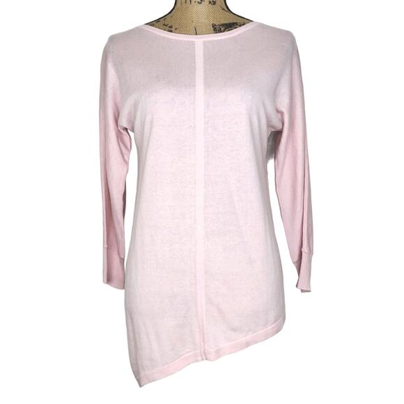 Cullen Silk Cashmere Pastel Pink Asymmetrical Hem Sweater XSmall - Picture 3 of 8
